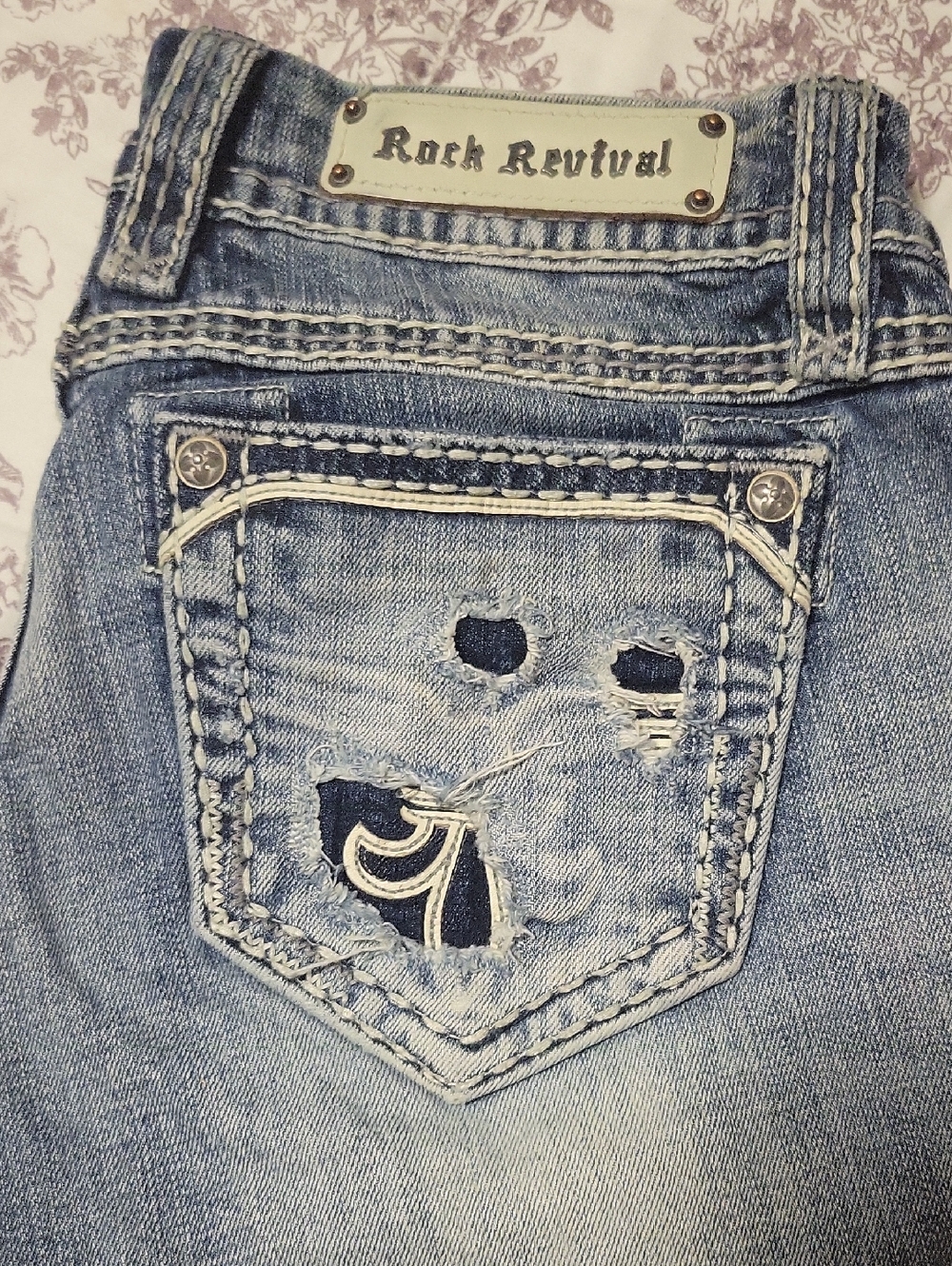 Rock Revival Women's Light Blue Distressed Ina Capri Jeans